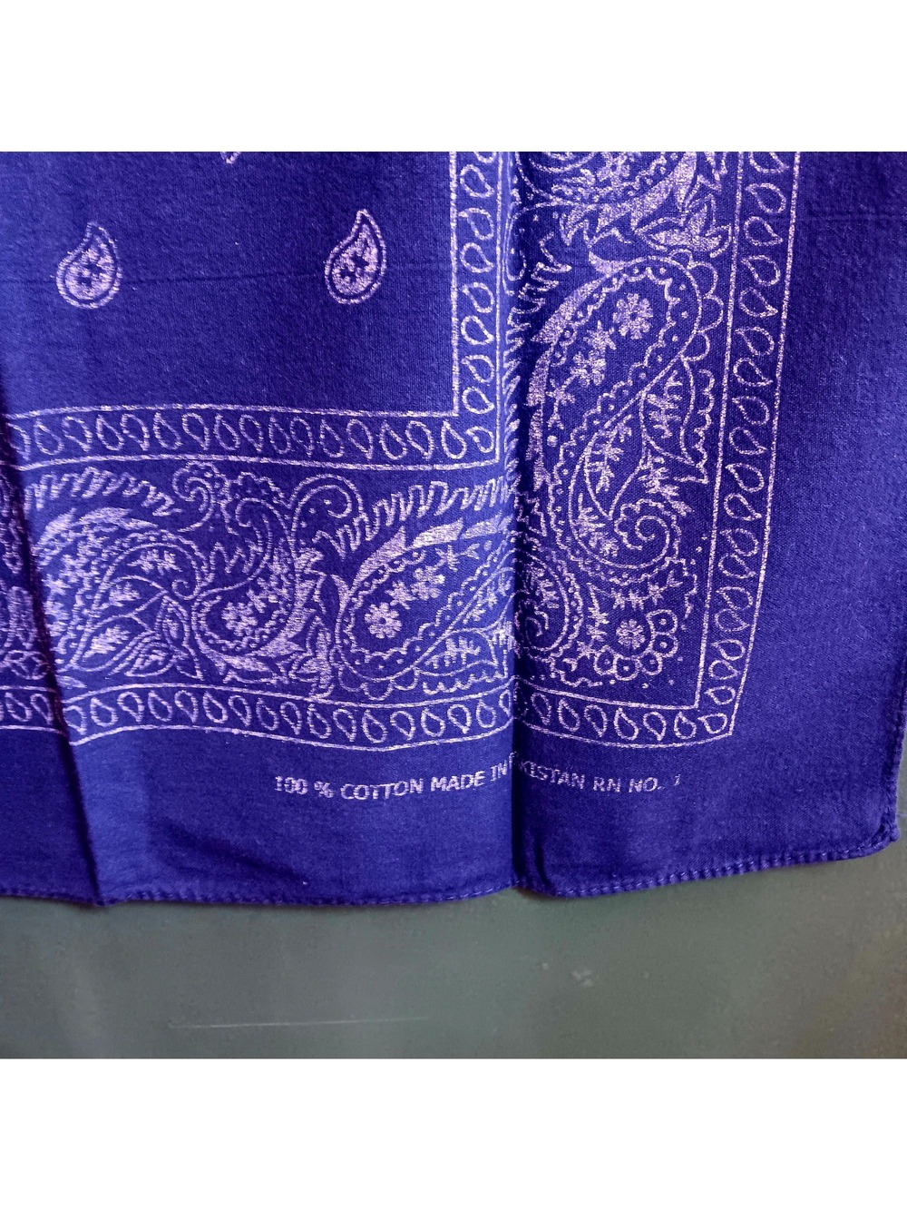Vintage Blue Paisley Bandana 100% Cotton Square Design Made In Pakistan